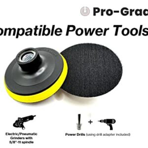 Pro-Graad 2 Pack 4" Hook and Loop Backing Pads Foam Backer Pad with 5/8”-11 – 4 inch Backup Pads for use with Angle Grinder or Drill Sanding Polishing Discs – Includes 2pcs 0.30” (8mm) Shank Adapters