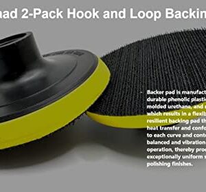 Pro-Graad 2 Pack 4" Hook and Loop Backing Pads Foam Backer Pad with 5/8”-11 – 4 inch Backup Pads for use with Angle Grinder or Drill Sanding Polishing Discs – Includes 2pcs 0.30” (8mm) Shank Adapters