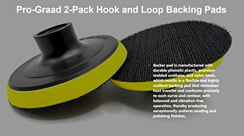 Pro-Graad 2 Pack 4" Hook and Loop Backing Pads Foam Backer Pad with 5/8”-11 – 4 inch Backup Pads for use with Angle Grinder or Drill Sanding Polishing Discs – Includes 2pcs 0.30” (8mm) Shank Adapters