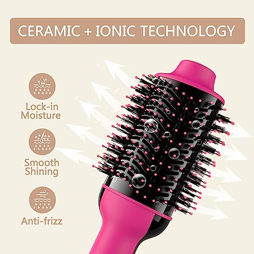 Hair Dryer Brush Blow Dryer Brush in One Upgraded 4 in 1 Hair Dryer and Styler Volumizer with Negative Ion Anti-frizz Ceramic Titanium Barrel Hot Air Brush