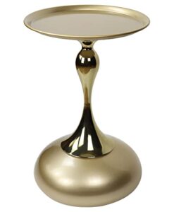 lugshiree small round end tables,metal side table,modern space saving pedestal minimalist table nightstand for living room apartment bedroom(gold)