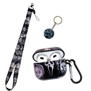 slasher horror movie airpod 3rd generatio case，with keychain clip carabiner and lanyard，designed for those who like thrilling horror themes girls women men airpod 3rd case