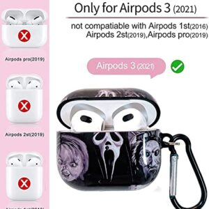 Slasher Horror Movie AirPod 3rd Generatio Case，with Keychain Clip Carabiner and Lanyard，Designed for Those who Like Thrilling Horror Themes Girls Women Men AirPod 3rd Case