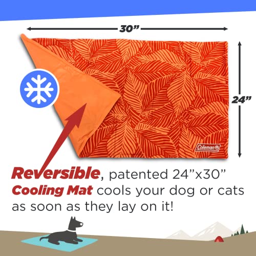 Coleman Reversible Cooling Pet Mat, Medium, 24" x 30", Red and Coral