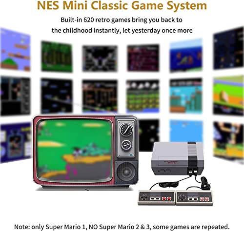 Retro Game Console – Classic Mini Retro Game System Built-in 620 Games and 2 Controllers, AV and HDMI Output 8-Bit Video Game System with Classic Games, Old-School Gaming System for Adults and Kids