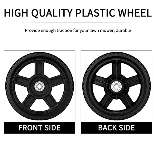 Lawn Mower Wheels 12 Inch 2 Pack for Push Mower Plastic Wheel Set Fits Most Standard Mowers Includes Bolts Nuts Washers