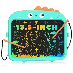 derabika lcd writing tablet for kids dinosaur toys,13.5 inch drawing pad doodle board, toddler toys drawing board birthday gift, drawing tablet for boys girls 3 4 5 6 7 8 years old(green)