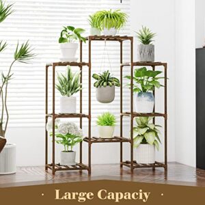 Bamworld Hanging Plant Stand Indoor Large Plant Shelf Outdoor Plant Rack Wooden Tiered Plant Holder for Multiple Plants for Window Garden Balcony Patio Living Room