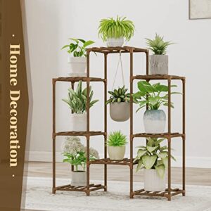 Bamworld Hanging Plant Stand Indoor Large Plant Shelf Outdoor Plant Rack Wooden Tiered Plant Holder for Multiple Plants for Window Garden Balcony Patio Living Room