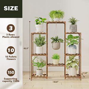 Bamworld Hanging Plant Stand Indoor Large Plant Shelf Outdoor Plant Rack Wooden Tiered Plant Holder for Multiple Plants for Window Garden Balcony Patio Living Room