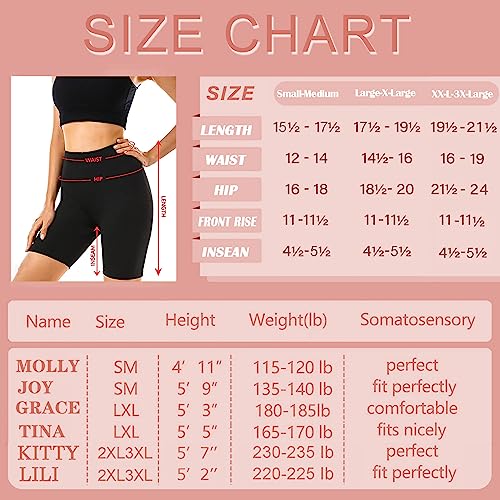 FULLSOFT 4 Pack Biker Shorts for Women – 5" High Waist Tummy Control Workout Yoga Running Compression Exercise Shorts with Pockets(4 Pack Black/Grey/Light Green/White,Large-X-Large)