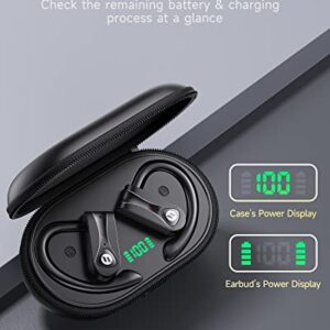Anypub Wireless Earbuds 4 Mic Clear Call Bluetooth Headphones with Wireless Charging Case 60H Playback Over Ear Earphones Bass Stereo in Ear Buds LED Display Waterproof Earhooks for Sport Running