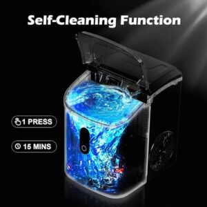 Nugget Ice Maker Countertop, Portable Crushed Sonic Ice Machine, Self Cleaning Ice Makers with One-Click Operation, Soft Chewable Pebble Ice in 7 Mins, 34Lbs/24H with Ice Scoop for Home Bar Camping RV