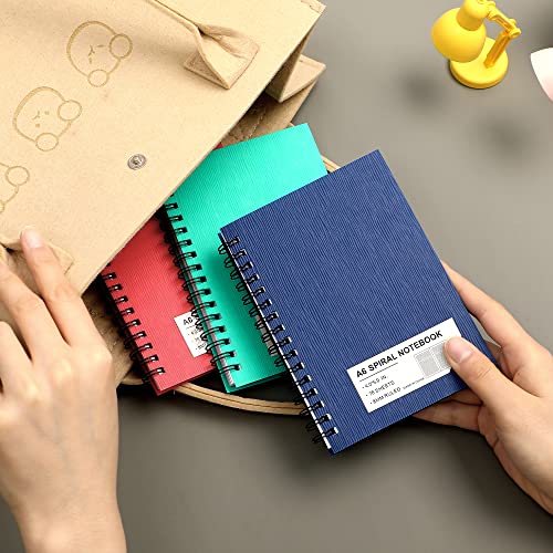 FLYING EAGLE Premium 4x6 Small Spiral Notebook 3 Pack A6 Mini Journal Plastic Hardcover 8mm Ruled Notebook 3 Color 468 Pages for School Work