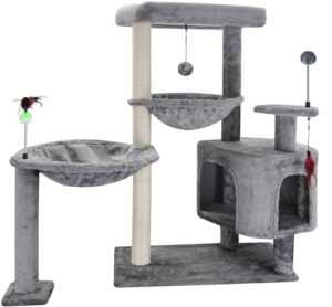 youpet 33.46" height cat tree with cat condo big hammock and two replacement spring balls,grey …