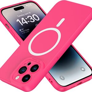 MYY Magnetic for iPhone 14 Pro Max Case,Silicone Shockproof Phone Case[MagSafe-Compatible] Soft Anti-Scratch Microfiber Lining Full Camera Lens Protection Cover 6.7'' (Hot Pink)