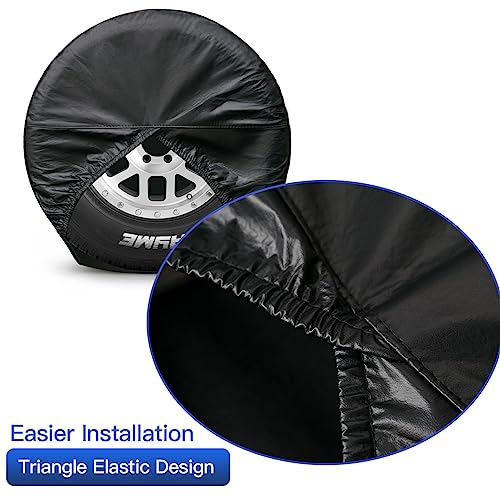 Kayme Rv Tire Covers Set of 4, Outdoor Tire Covers for Trailers, Used in Wheel Cover for Car, Truck, SUV, Motorhome, Camper Sun Rain Snow Protector, Fit 27-29 Inch Tire Diameter/Black