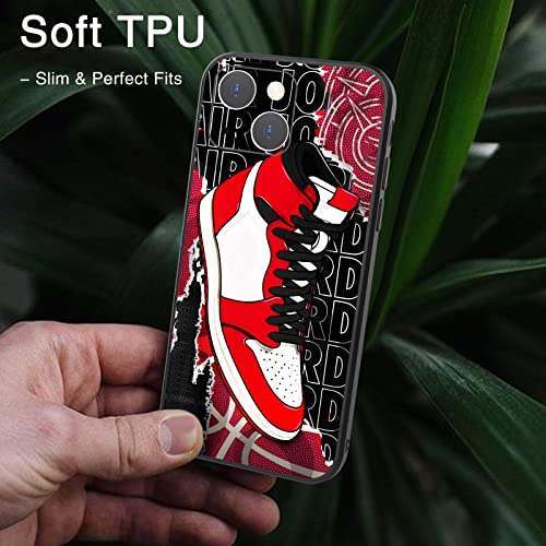 Compatible with iPhone 13 Mini Case Soft TPU Material Designed with Red Basketball Shoes Sneaker, Suitable for Energetic Sports-Loving Young People