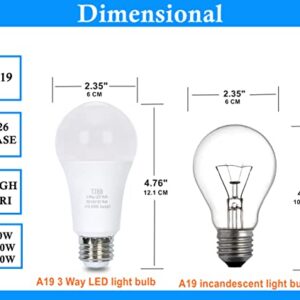 4-Pack 3-Way Light Bulbs 30 70 100 Watt Soft White 3000K Equivalent, Three Way LED Bulb 3/7/10W,for in Table Lamps, Sconces, and Open Fixtures