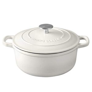 edging casting cast iron dutch oven with lid round pot enameled covered, 7 quart, white