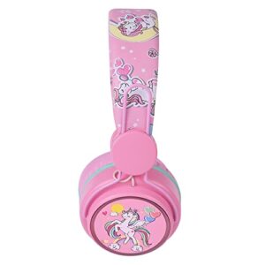 FLOKYU Unicorn Kids Headphones with Microphone, 85dB Cute Wired Headphones for Kids Girls Boys School Christmas (Pink)