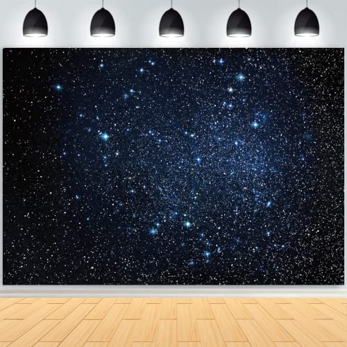 ASOONYUM 7x5ft Starry Night Photo Backdrop Sky Galaxy Star Blue Universe Space Theme Starry Background for Photography Kids Boy 1st Happy Birthday Banner Newborn Baby Shower Photo Studio Booth