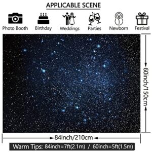 ASOONYUM 7x5ft Starry Night Photo Backdrop Sky Galaxy Star Blue Universe Space Theme Starry Background for Photography Kids Boy 1st Happy Birthday Banner Newborn Baby Shower Photo Studio Booth