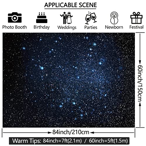 ASOONYUM 7x5ft Starry Night Photo Backdrop Sky Galaxy Star Blue Universe Space Theme Starry Background for Photography Kids Boy 1st Happy Birthday Banner Newborn Baby Shower Photo Studio Booth