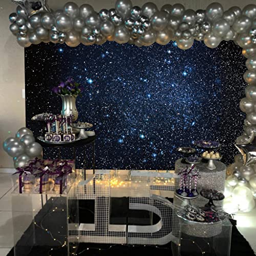 ASOONYUM 7x5ft Starry Night Photo Backdrop Sky Galaxy Star Blue Universe Space Theme Starry Background for Photography Kids Boy 1st Happy Birthday Banner Newborn Baby Shower Photo Studio Booth