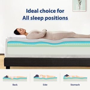 ELEMUSE King Mattress 10 Inch Cooling Gel Memory Foam Mattress, CertiPUR-US® Certified Breathable Bed in a Box for Pressure Relief, Fiberglass-Free