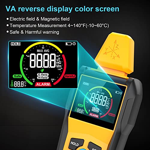 EMF Meter MESTEK Electromagnetic Field Radiation Detector Handheld Digital LCD EMF Reader, Temperature Detector,Tester for Home EMF Inspections, Office, Outdoor and Ghost Hunting