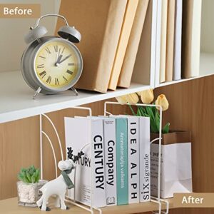 smusei Shelf Dividers, 12 PCS Closet Shelf Organizer Vertical Metal Wire Shelf Divider Separators for Wood Shelves Wardrobe Cabinets Kitchen Office Bathtoom Sweater, White