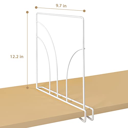 smusei Shelf Dividers, 12 PCS Closet Shelf Organizer Vertical Metal Wire Shelf Divider Separators for Wood Shelves Wardrobe Cabinets Kitchen Office Bathtoom Sweater, White