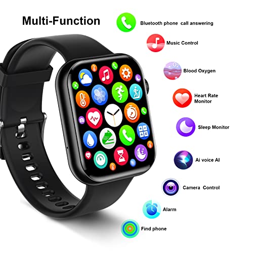 Smart Watch for Android iOS(Answer/Make Call) - 1.9" Full Touch Screen Smartwatch for Men Women, 120 Sport Modes, Fitness Tracker Smart Watch with Heart Rate Sleep Monitor, BP, SpO2, AI Voice