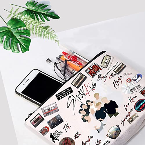 CTROW Kpop Stray Kids Makeup Bag,Stray Kids Toiletry Bag for Fans,SKZOO Character Travel Makeup Bag,SKZ Makeup Accessories,Stray Kids Zipper Makeup Bag, Fans Gifts for Best Friends Niece