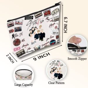 CTROW Kpop Stray Kids Makeup Bag,Stray Kids Toiletry Bag for Fans,SKZOO Character Travel Makeup Bag,SKZ Makeup Accessories,Stray Kids Zipper Makeup Bag, Fans Gifts for Best Friends Niece