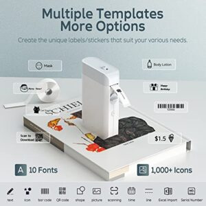 Label Maker Machine with Tape - Label Maker with 1 Roll Label tape, Thermal Bluetooth USB Rechargeable Portable WP9510 Label Printer, Label Makers, Mini Label Makers for Teacher Supplies, Home, Office