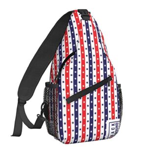 NiuKom American Flag US Stars Stripes Sling Backpack Crossbody Chest Bag Crossbody Shoulder Bag Gym Cycling Travel Hiking Daypack For Women Men