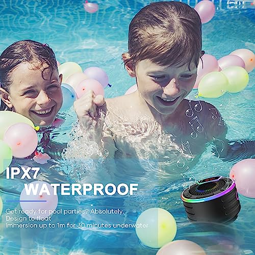 BassPal Bluetooth Speakers, IPX7 Waterproof Shower Speaker, Portable Speaker with LED Display, FM Radio, Suction Cup, Light Show, Built-in Mic, Best Gifts for Pool Beach Home Party Travel Outdoors