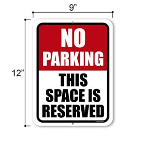 Honey Dew Gifts, No Parking This Space is Reserved, 9 inch by 12 inch, Made in USA, Metal Sign Post, Yard Signs, Yard Décor, Lawn Signs, Warning Signs, No Parking Signs, Reserved Signs