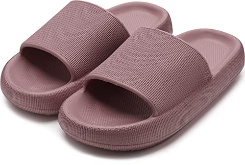 WHITIN Shower Slippers for Women Non Slip Cushioned Slides Size 9 10 Quick Drying Female Floor Outdoor Indoor Fashionable Lightweight Blush 40-41