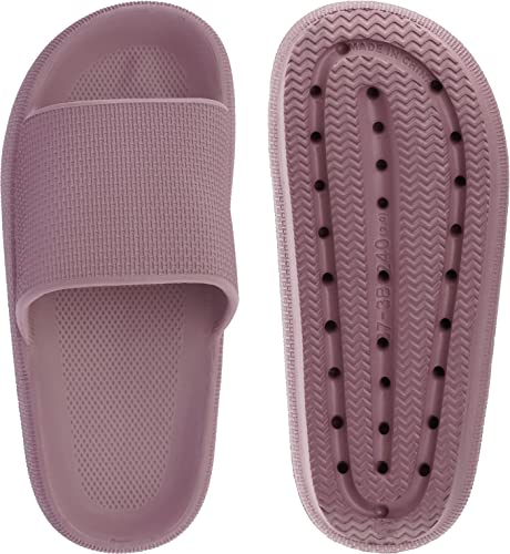 WHITIN Shower Slippers for Women Non Slip Cushioned Slides Size 9 10 Quick Drying Female Floor Outdoor Indoor Fashionable Lightweight Blush 40-41