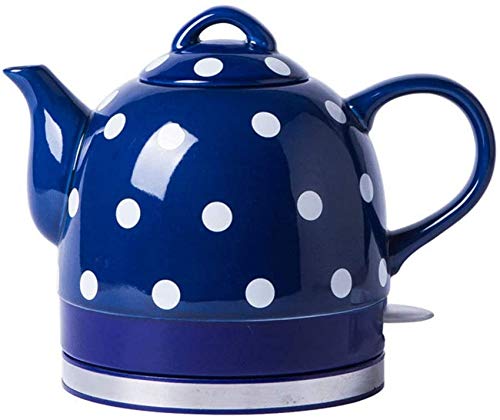 -Eleactric Ceramic Cordless Kettle Teapot-Retro 1.0L, 1000W Water Fast for Tea, Coffee, Soup, Oatmeal-Removable Base, Boil Dry Protection/Red/Blue