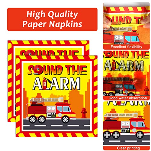 25 Guests Firetruck Birthday Party Decorations Fireman Plates and Napkins for Firefighter Party Supplies Fire Truck Birthday Theme Disposable Dinnerware Set for Kids Fireman Firefighter Party Favors