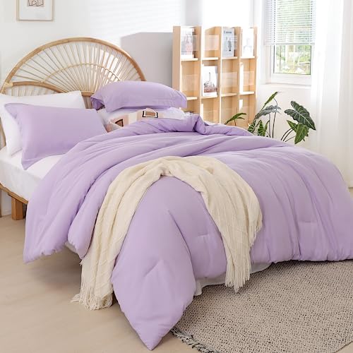 weigelia Queen Comforter Set Boho Bed Comforter Set 7PC Lavender Purple Comforter Queen Size Bed in a Bag Soft All Season with Fitted Sheets, Flat Sheets, Pillow Shams and Pillowcases