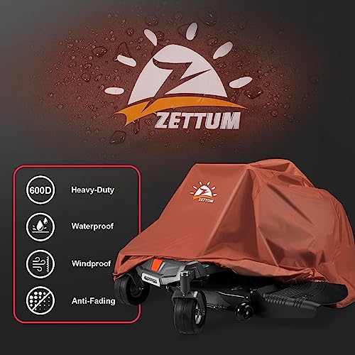Zettum Zero Turn Mower Cover - Zero-Turn Lawn Mower Cover Waterproof & Heavy Duty, 600D Outdoor Universal Fit Mower Cover with Storage Bag for Greenworks, EGO, Craftsman, Husqvarna, Honda and More