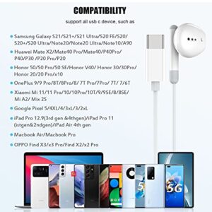 iPhone 15 USB C Earbuds, 2 Pack Type C Earphones HiFi Stereo Earphone with Mic Wired Headphone for iPhone 15 iPad Android Smartphone Galaxy S20 FE Note 20 Pixel 7 Pro and Other USB c Device