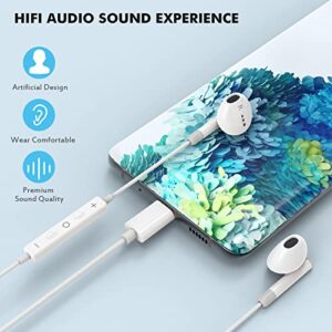 iPhone 15 USB C Earbuds, 2 Pack Type C Earphones HiFi Stereo Earphone with Mic Wired Headphone for iPhone 15 iPad Android Smartphone Galaxy S20 FE Note 20 Pixel 7 Pro and Other USB c Device