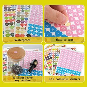 Heart Color Number Stickers, 447 Diamond Painting Label Stickers Apply to Diamond Painting Storage Organizer Case, Small Labels Diamond Painting Accessories Diamond Painting Color Chart