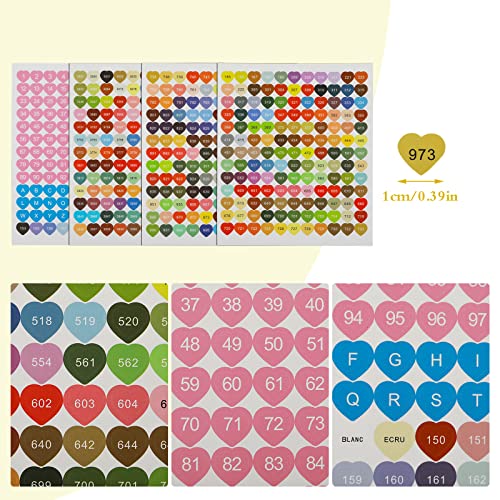 Heart Color Number Stickers, 447 Diamond Painting Label Stickers Apply to Diamond Painting Storage Organizer Case, Small Labels Diamond Painting Accessories Diamond Painting Color Chart